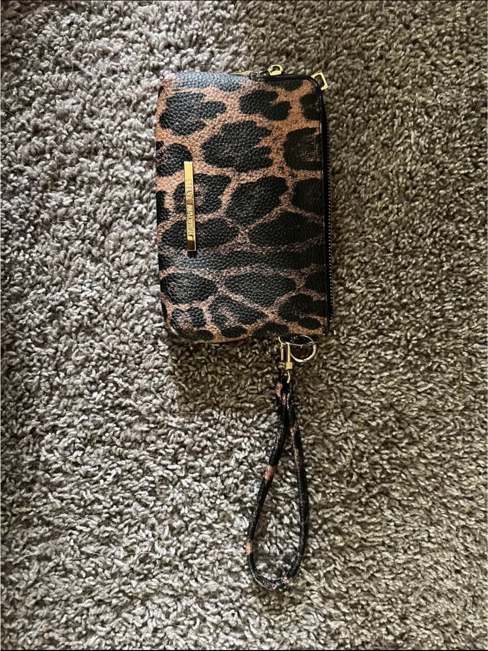 Leopard Print Wristlet Clutch - Brown/Black Steve Madden